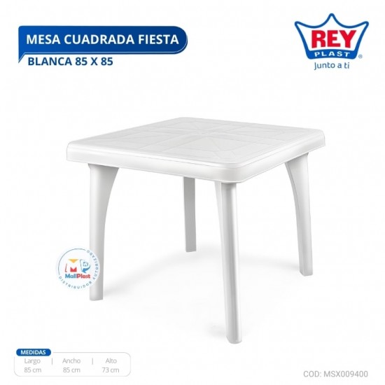 MESA CUADRADA FIESTA 85 X 85 BLANCA