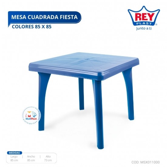 MESA CUADRADA FIESTA 85 X 85 COLORES