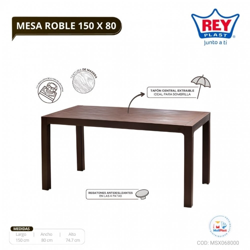 MESA ROBLE 150 X 80