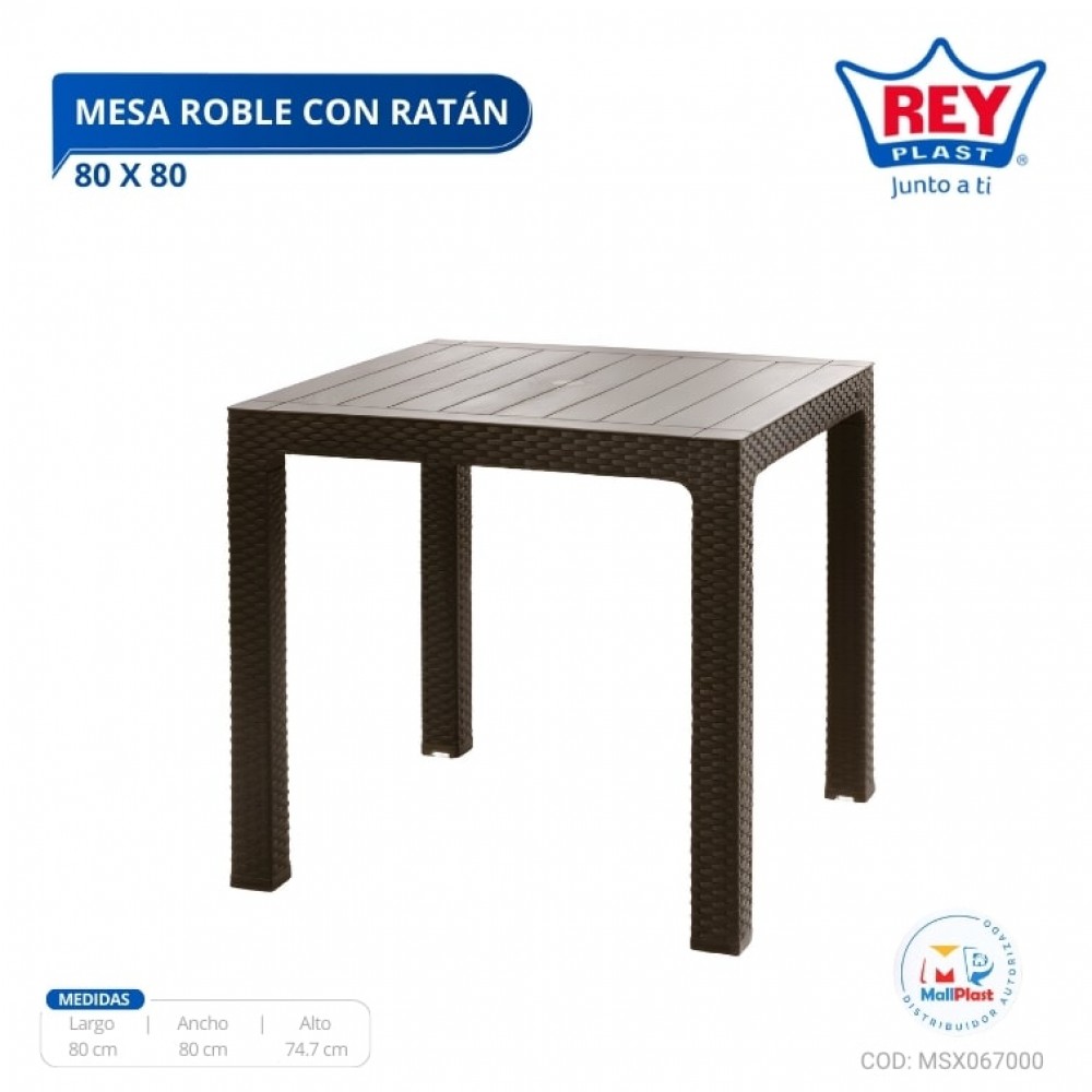 MESA ROBLE C/ RATAN 80 X 80