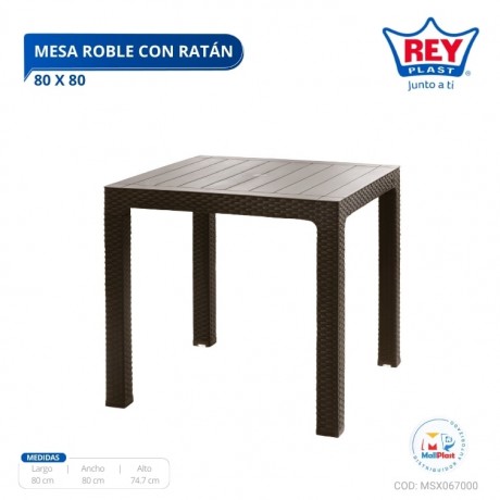 MESA ROBLE C/ RATAN 80 X 80