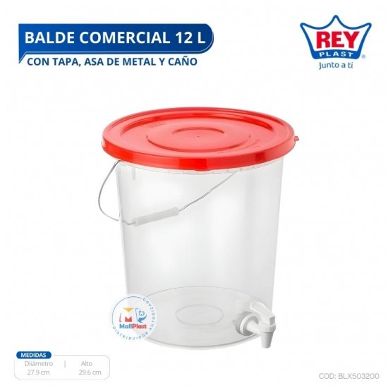 BALDE COMERCIAL 12 L C/ TAPA, ASA DE METAL Y CAÑO