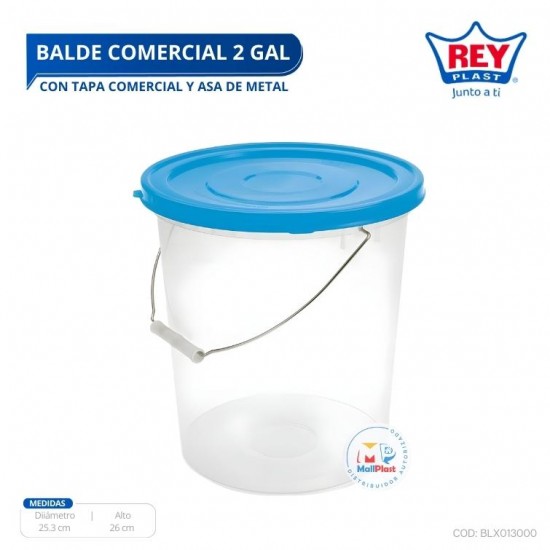 BALDE COMERCIAL 2 GAL C/ TAPA COMERCIAL Y ASA DE METAL