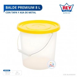 BALDE PREMIUM 8 L C/ TAPA Y ASA DE METAL