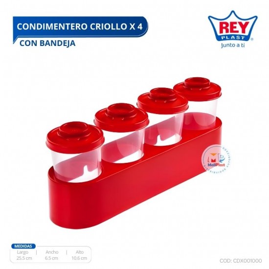 CONDIMENTERO CRIOLLO X 4 C/ BANDEJA