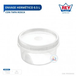 ENVASE HERMETICO 0.5 L C/ TAPA ROSCA