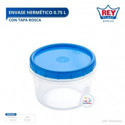 ENVASE HERMETICO 0.75 L C/ TAPA ROSCA