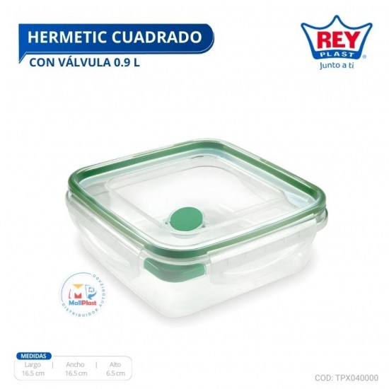 HERMETIC CUADRADO C/ VALVULA 0.9 L