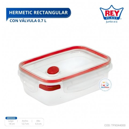 HERMETIC RECTANGULAR C/ VALVULA 0.7 L