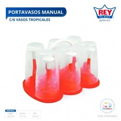 PORTAVASOS MANUAL C/6 VASOS TROPICALES