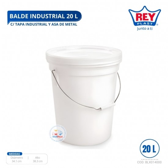 BALDE INDUSTRIAL 20 L C/ TAPA INDUSTRIAL Y ASA DE METAL