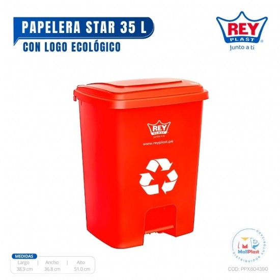 PAPELERA AUTOMATICA STAR 35 L C/ LOGO ECOLOGICO