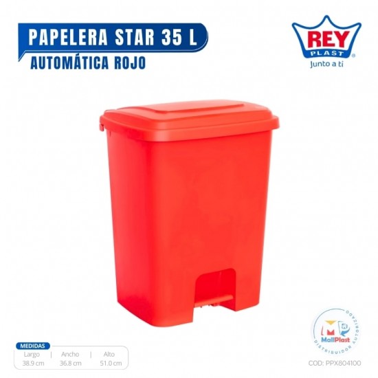 PAPELERA AUTOMATICA STAR 35 L - ROJO