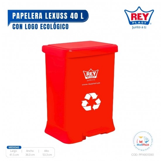 PAPELERA LEXUSS 40 L C/ LOGO ECOLOGICO