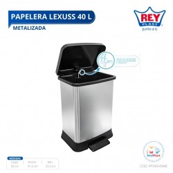 PAPELERA LEXUSS 40 L METALIZADA