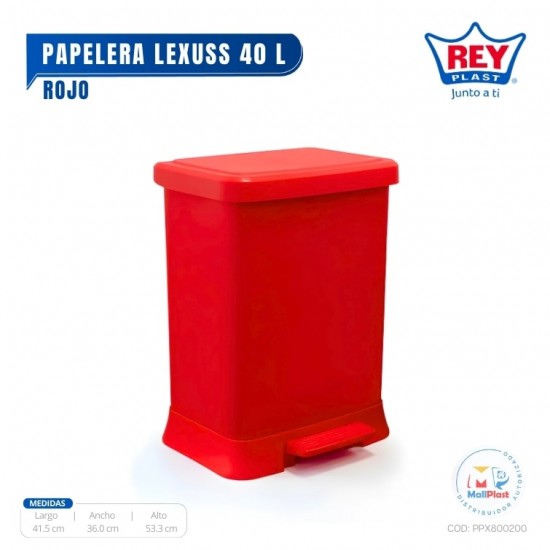 PAPELERA LEXUSS 40 L - ROJO