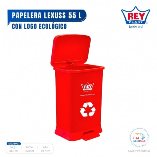 PAPELERA LEXUSS 55 L C/ LOGO ECOLOGICO