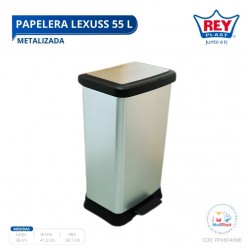 PAPELERA LEXUSS 55 L METALIZADA