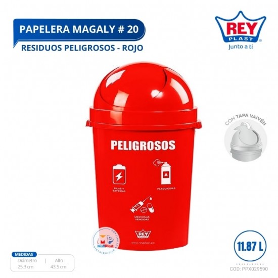 PAPELERA MAGALY # 20 RESIDUOS PELIGROSOS - ROJO