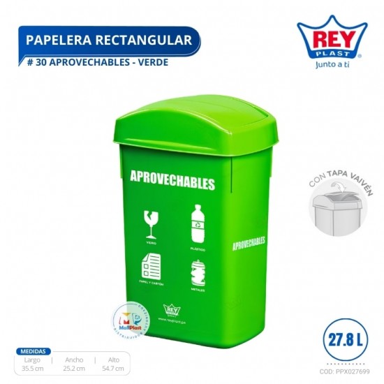 PAPELERA RECTANGULAR # 30 APROVECHABLES