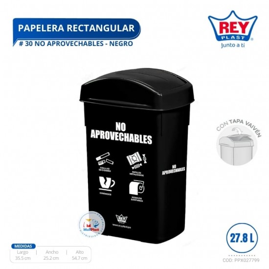 PAPELERA RECTANGULAR # 30 NO APROVECHABLES