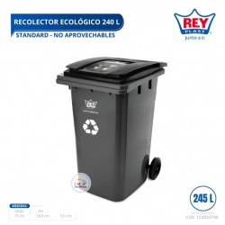 RECOLECTOR ECOLOGICO STANDARD 240 L NO APROVECHABLES - NEGRO