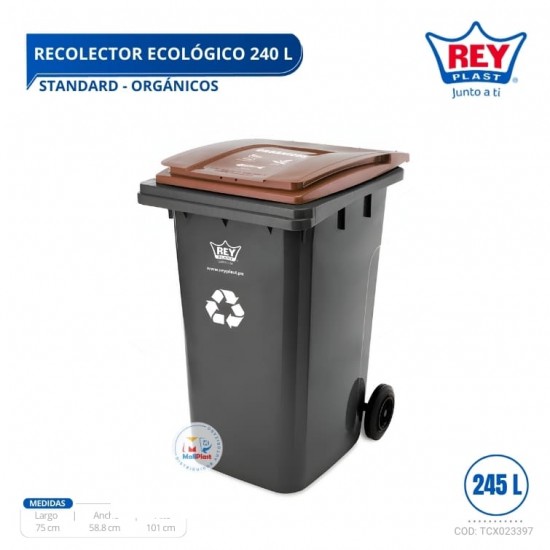 RECOLECTOR ECOLOGICO STANDARD 240 L ORGANICOS - MARRON