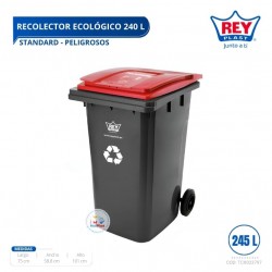 RECOLECTOR ECOLOGICO STANDARD 240 L PELIGROSOS - ROJO