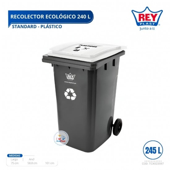 RECOLECTOR ECOLOGICO STANDARD 240 L PLASTICO - BLANCO