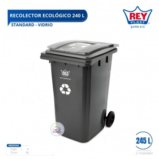 RECOLECTOR ECOLOGICO STANDARD 240 L VIDRIO - PLOMO