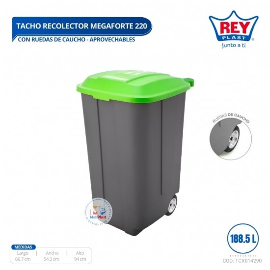 TACHO RECOLECTOR MEGAFORTE # 220 APROVECHABLES RUEDAS CAUCHO