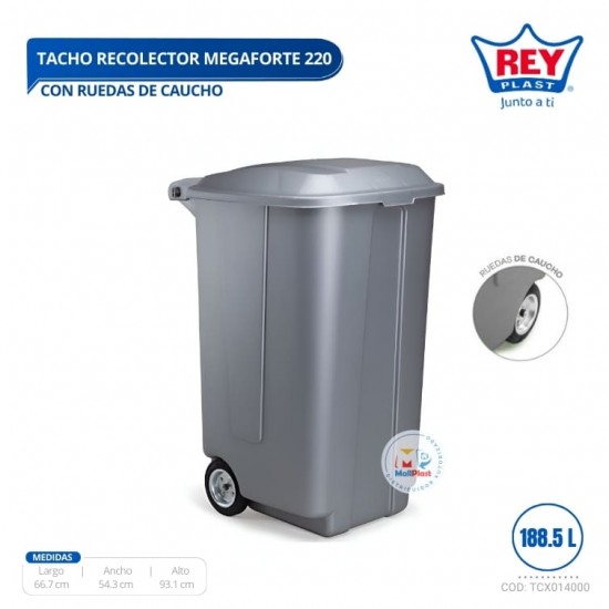 TACHO RECOLECTOR MEGAFORTE # 220 C/ RUEDAS DE CAUCHO