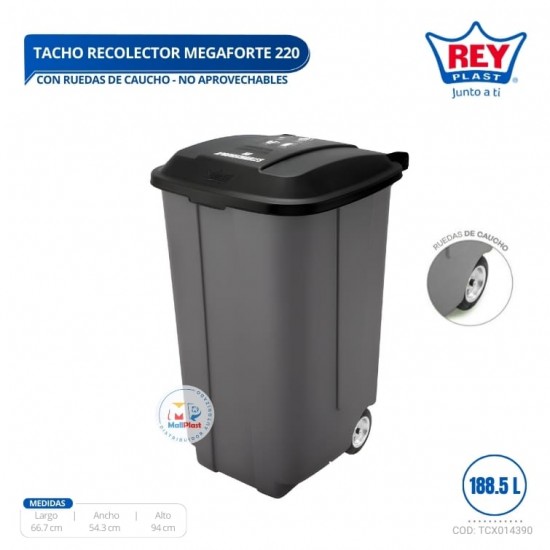 TACHO RECOLECTOR MEGAFORTE # 220 NO APROVECHABLES C/ RUEDAS CAUCHO