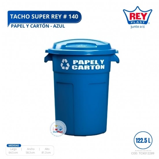 TACHO SUPER REY # 140 PAPEL Y CARTON - AZUL