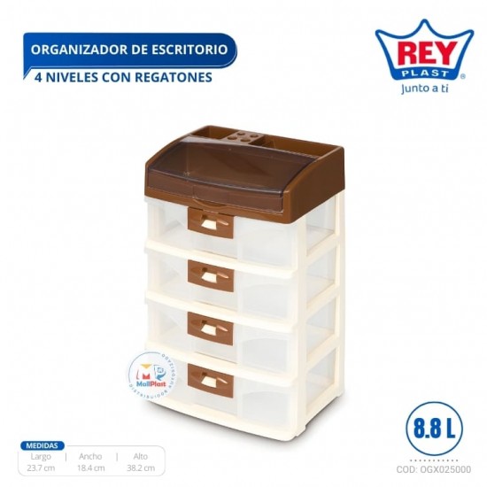 ORGANIZADOR DE ESCRITORIO X 4 NIVELES C/ REGATONES