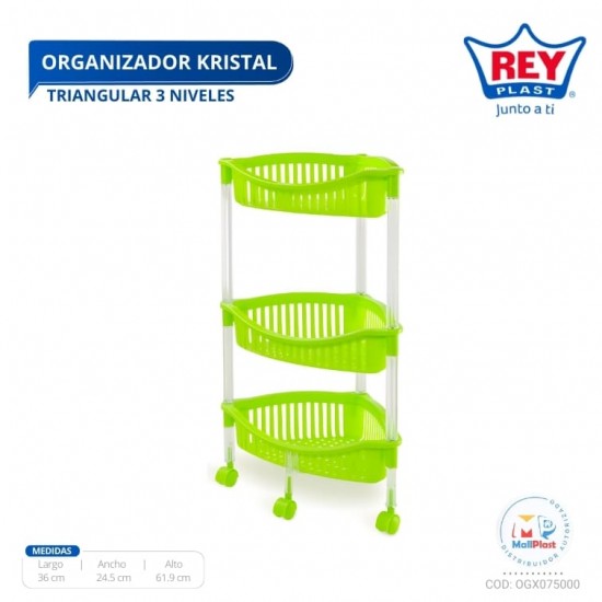 ORGANIZADOR KRISTAL TRIANGULAR X 3 NIVELES