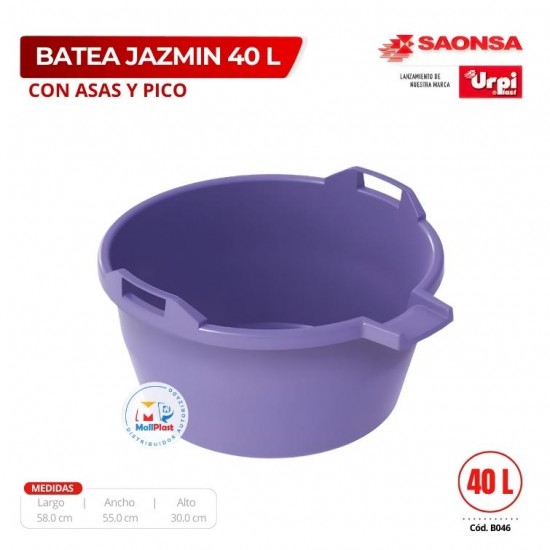 Batea Jazmin 40 L C/Asas Y Pico II