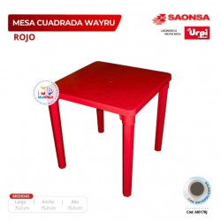 Mesa Cuadrada Wayru Rojo